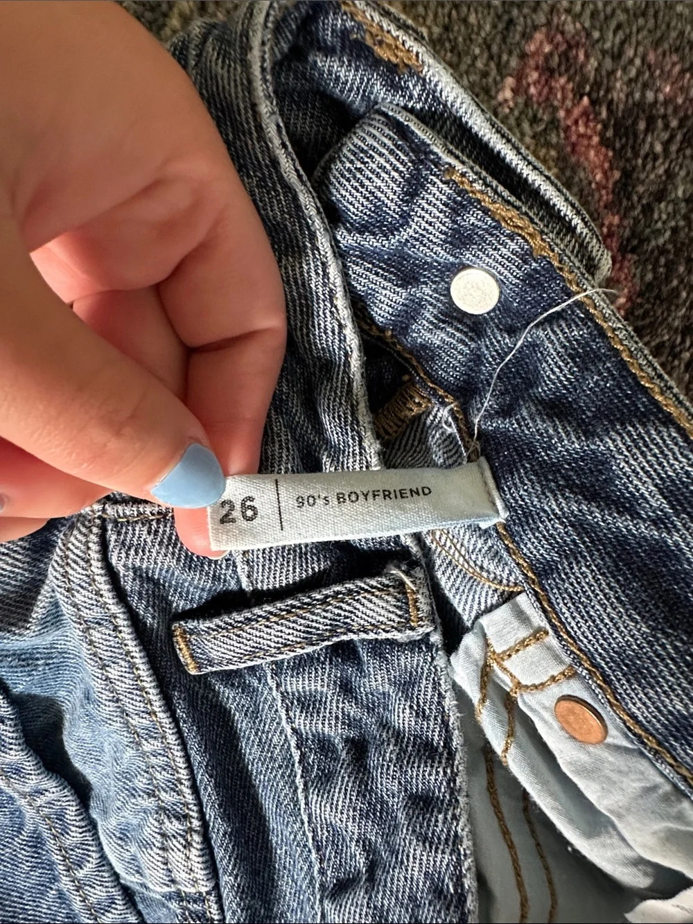 PacSun 90s Boyfriend Patchwork Two-Tone Blue Jeans Like New Size 26 100% Cotton